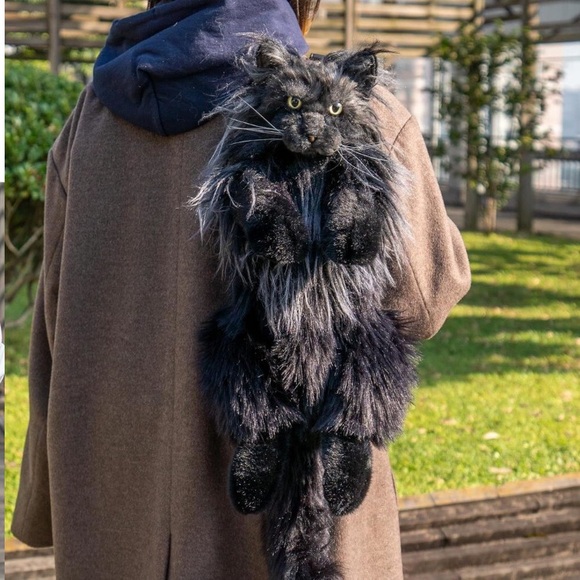 Cat Shaped Backpack - Handcrafted Stuffed Animals Bag, Black Cat Plush Bag new - Picture 4 of 9